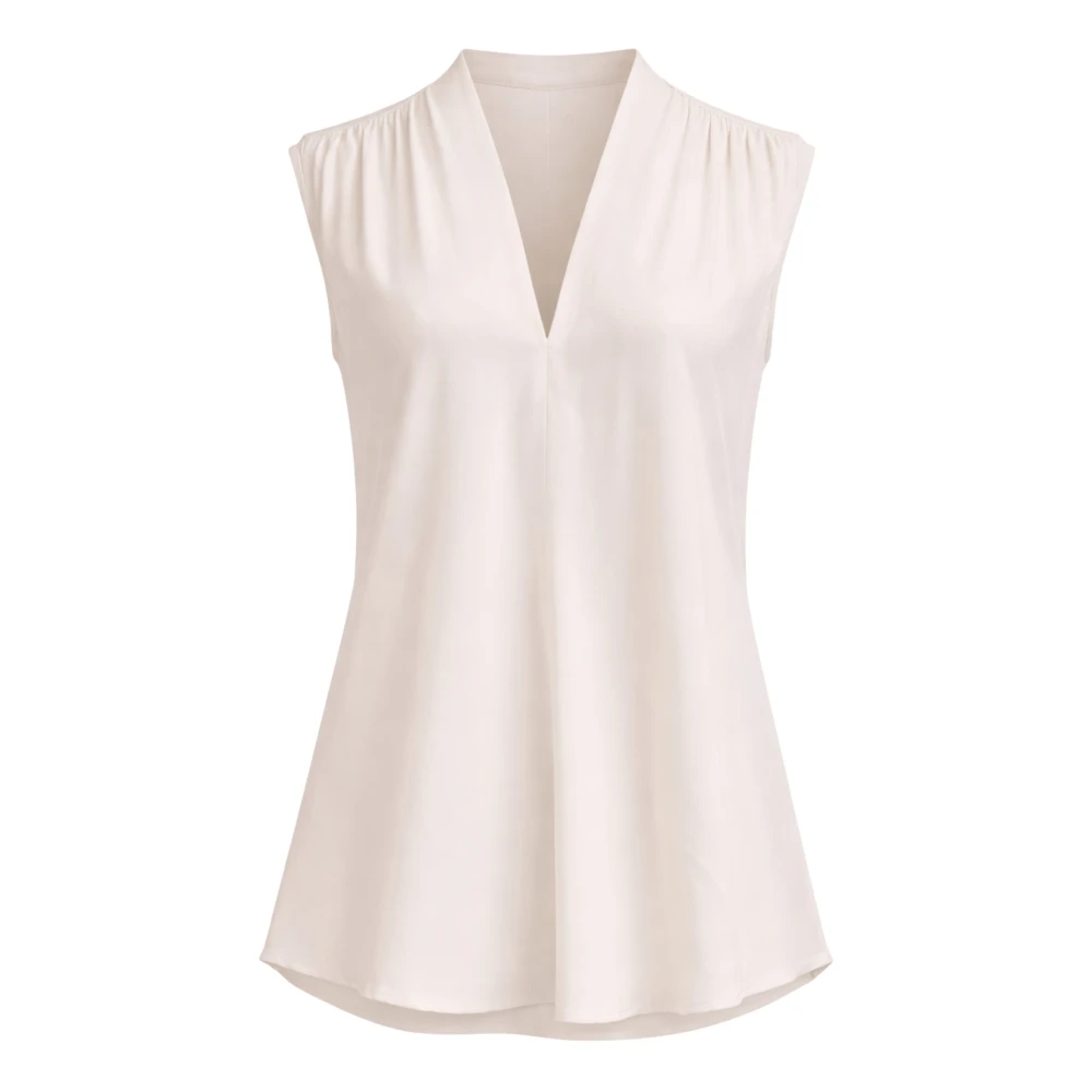 Seventy White Sleeveless Jersey And Silk-Blend Crepe Shirt - Female - Blouses - L - Blouses & Shirts