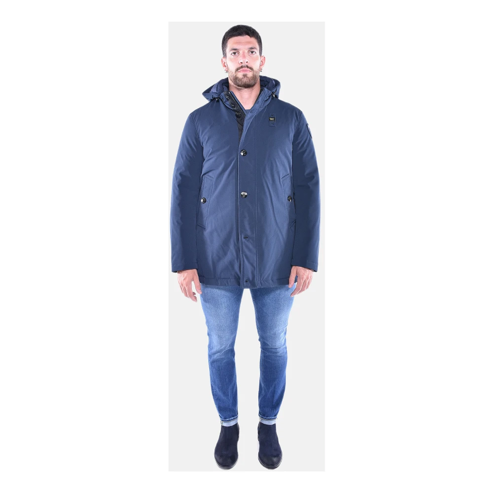 Blauer Waterdichte Medium Trench met Logo Blue Heren