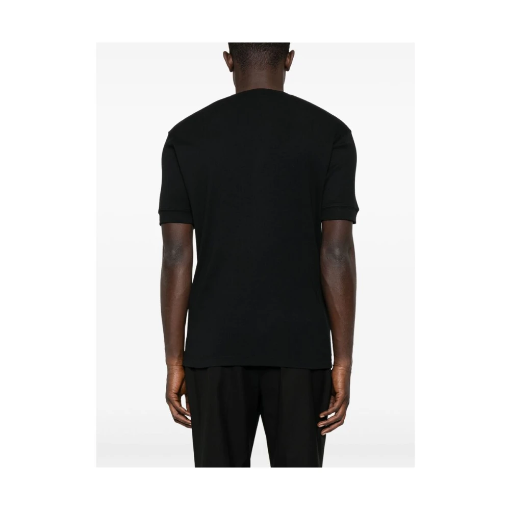 Tom Ford Zwarte Henley Neck T-shirt met Logo Black Heren