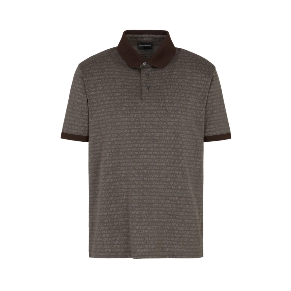 Emporio Armani Men's Brown Polo Shirts,, Classic Logo Polo Shirt Extra Large