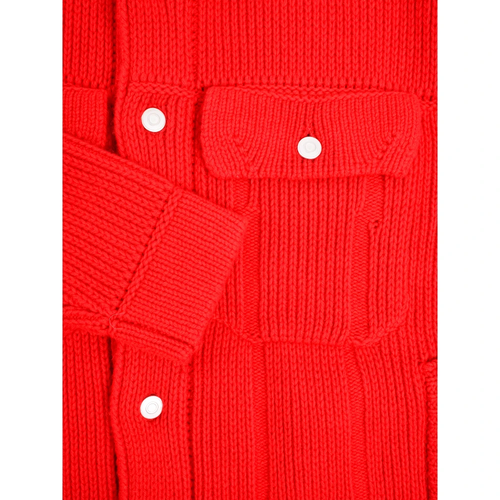Roberto Collina Rode Gebreide Denim Jack Red Heren
