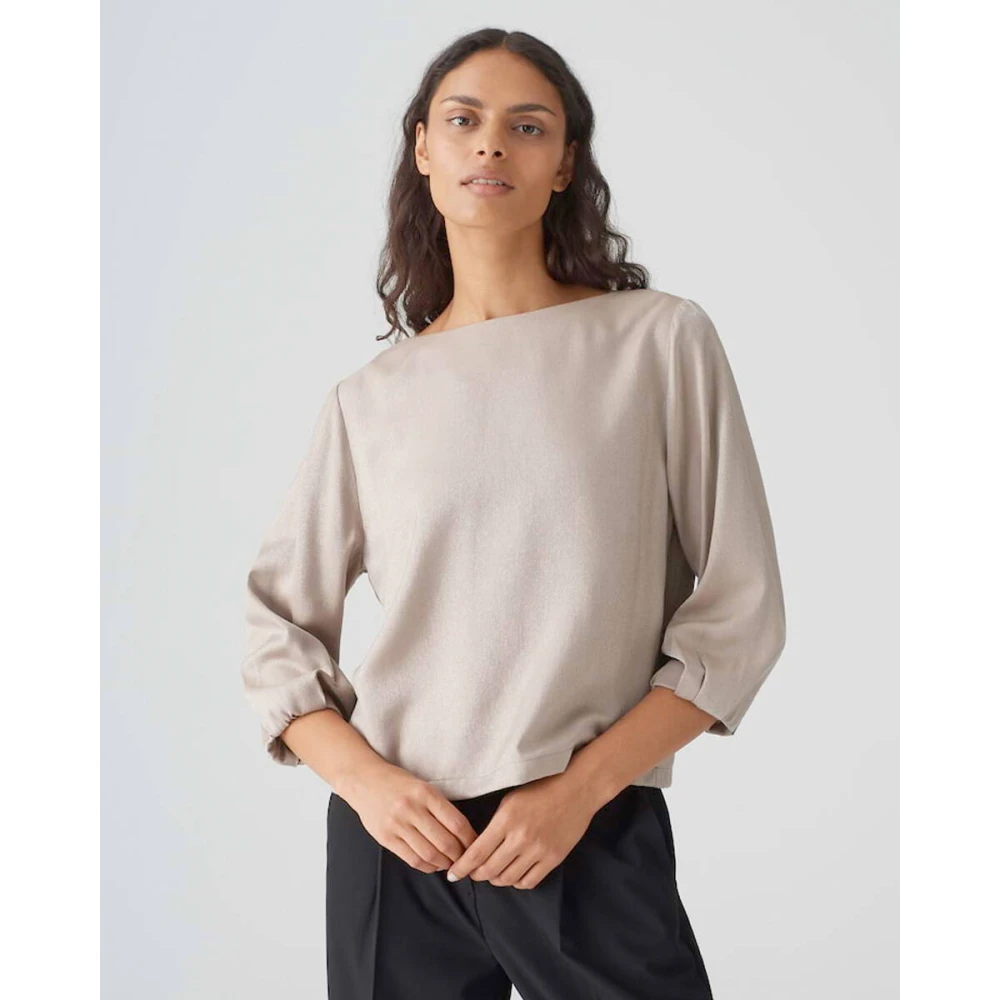 Opus Blouse met Lange Mouwen en Flixi Beige Dames