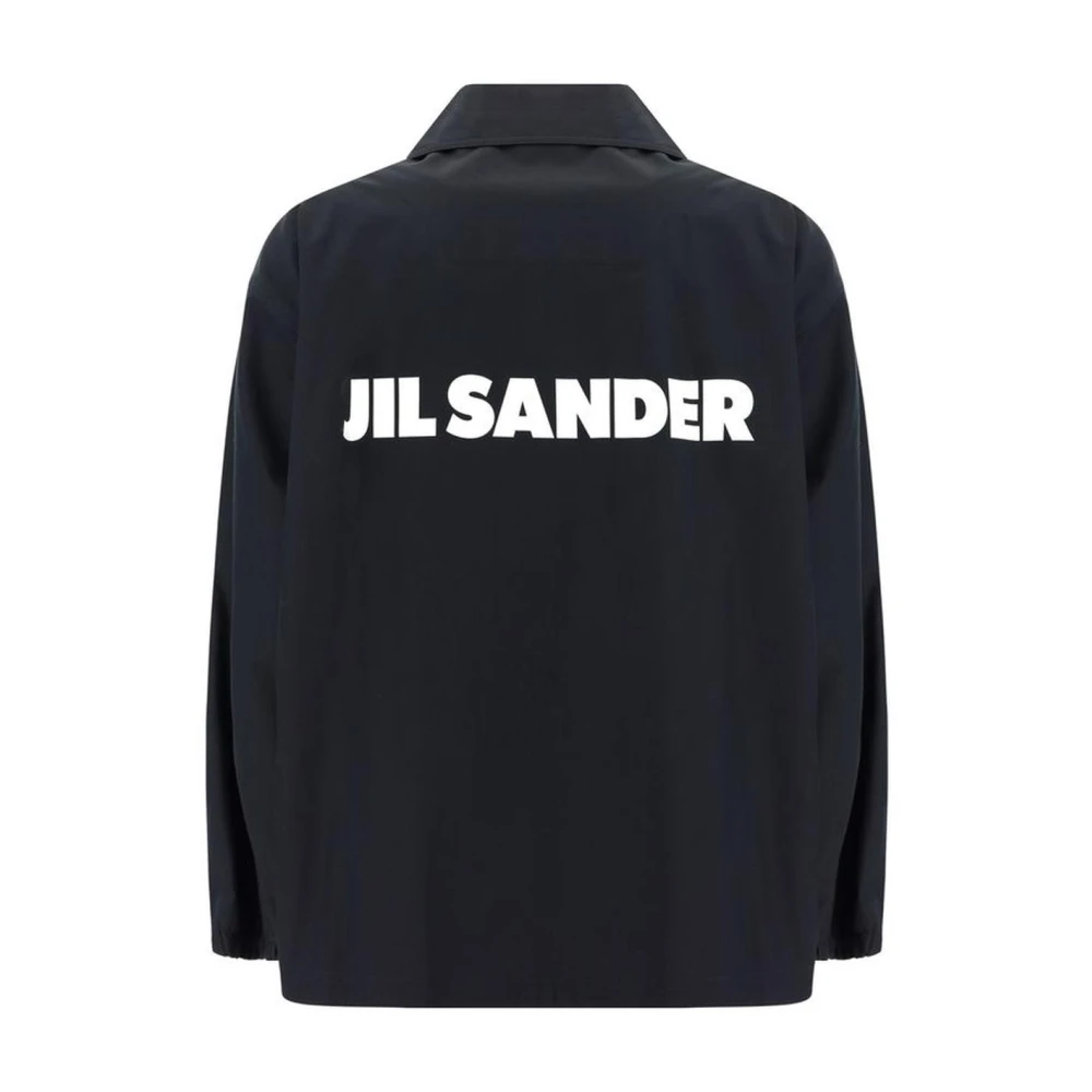 Jil Sander Klassieke Katoenen Jas met Snap-sluiting Black Dames