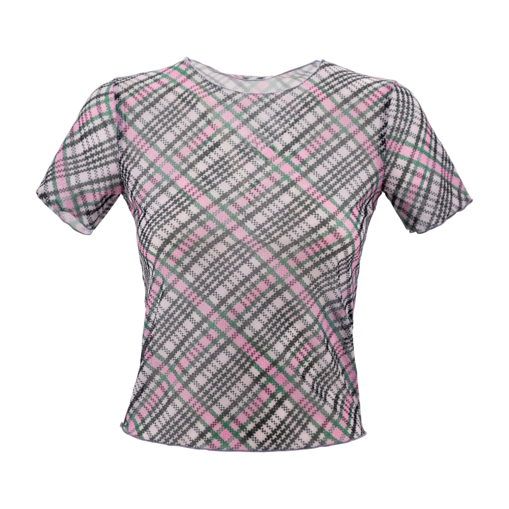 Philosophy di Lorenzo Serafini Stretch Tulle T-shirt met Check Print en Logo Multicolor Dames