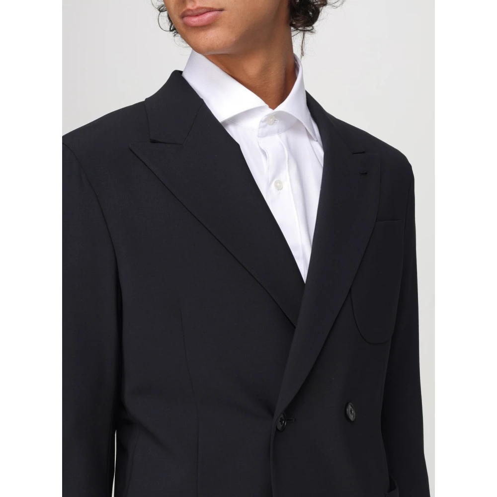 Emporio Armani Blauwe double-breasted wollen stretch jurk Blue Heren