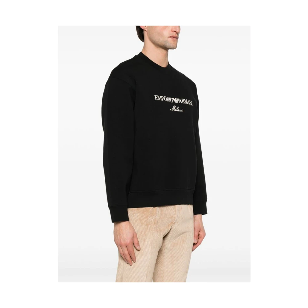 Emporio Armani Zwarte Sweatshirt met Ronde Hals en Lange Mouwen Black Heren