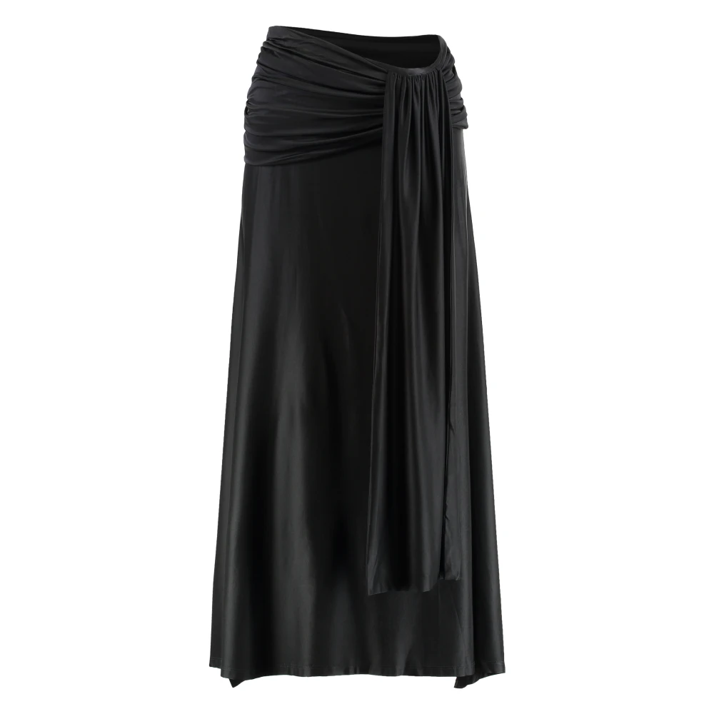 Rabanne Women's Black Maxi Skirts, S, Satin Skirt