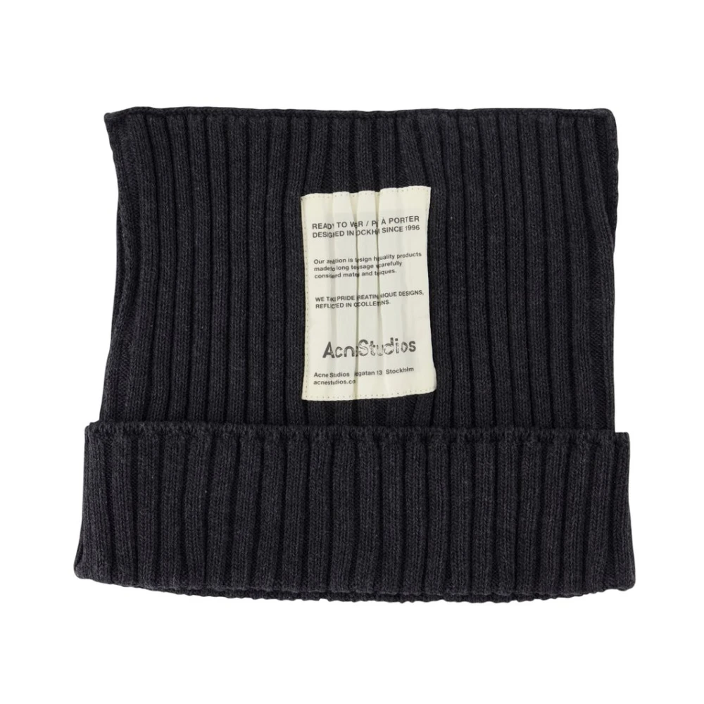 Acne Studios Unisex Gray Ribbed Square Beanie - Accessories - One Size - Accessories