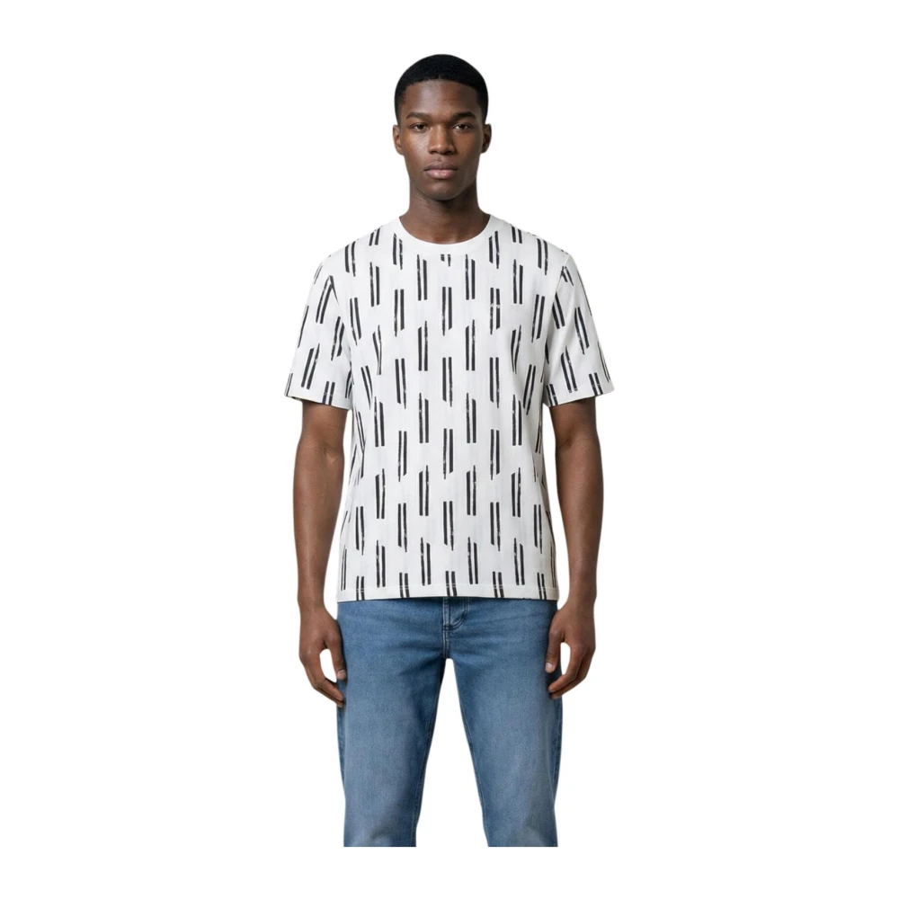 Antony Morato Uomo Blu T-Shirt Stampata A Maniche Corte Con Girocollo