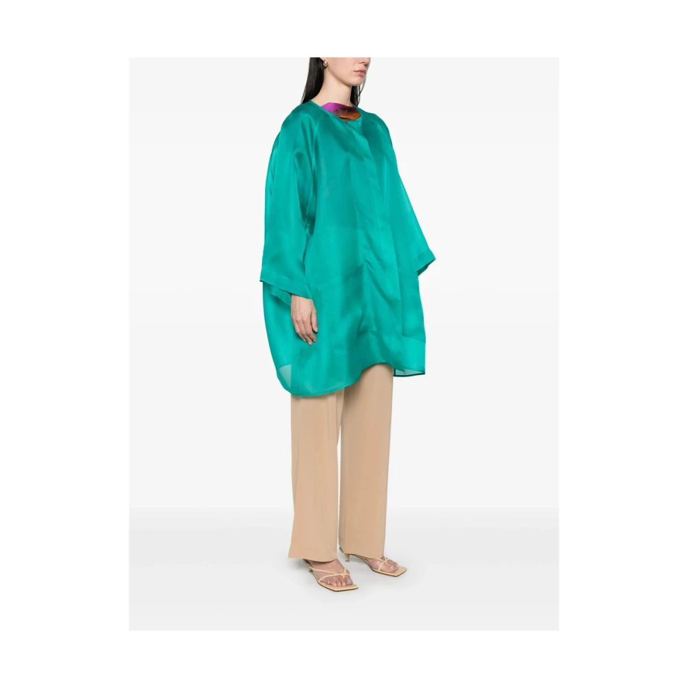 Gianluca Capannolo Teal Blue Open Front Jas Blue Dames