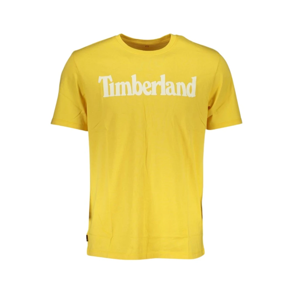 Timberland Bedrukt Logo Biologisch Katoenen Shirt Yellow Heren