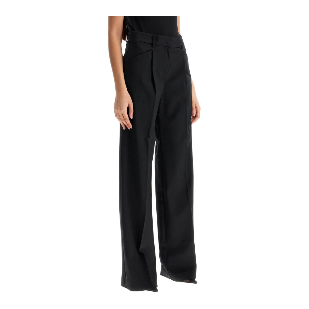 Andamane Hoge taille wol Palazzo broek Black Dames