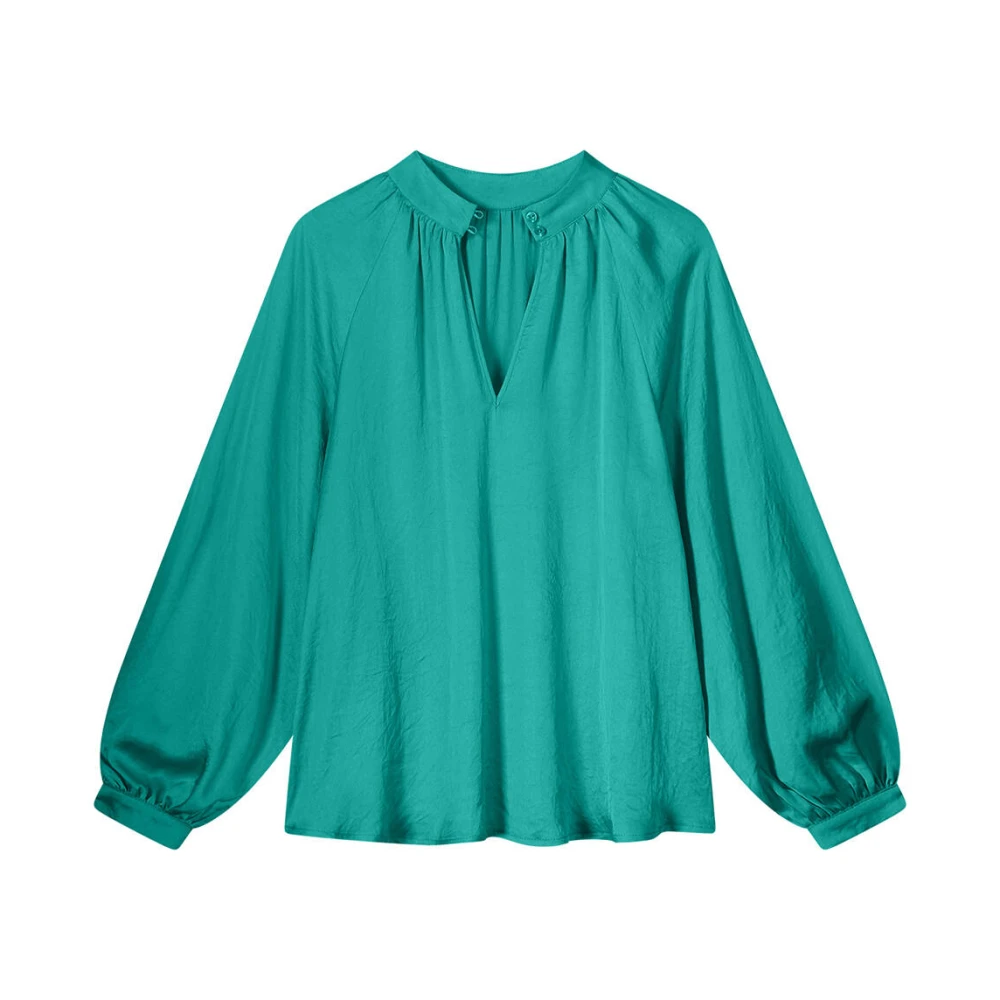 Summum Woman Zijdezachte hoge hals top Green Dames