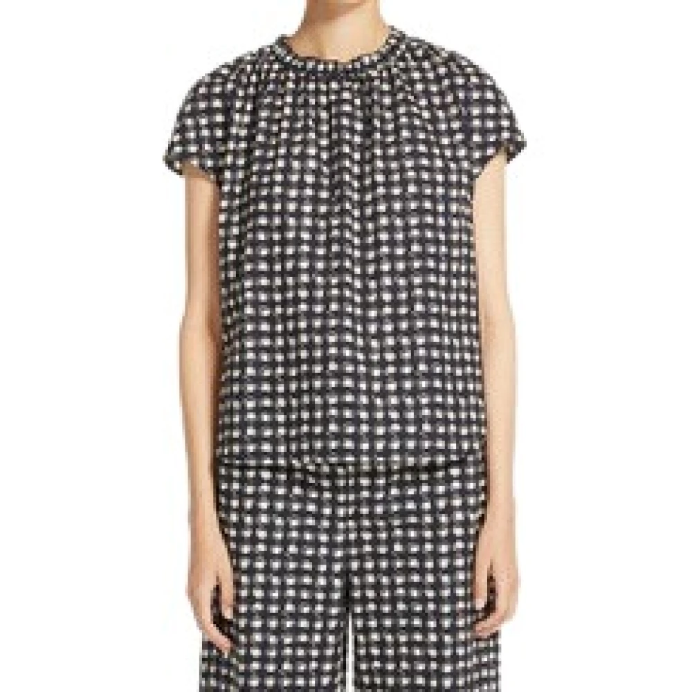 Max Mara Monogram Patroon Katoenen Shirt met Sleutelgat Multicolor Dames