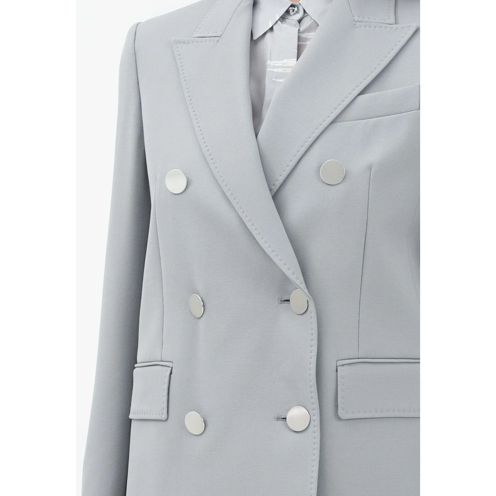 Max Mara Dubbelbreasted grijze jas in wol crêpe satijn Gray Dames