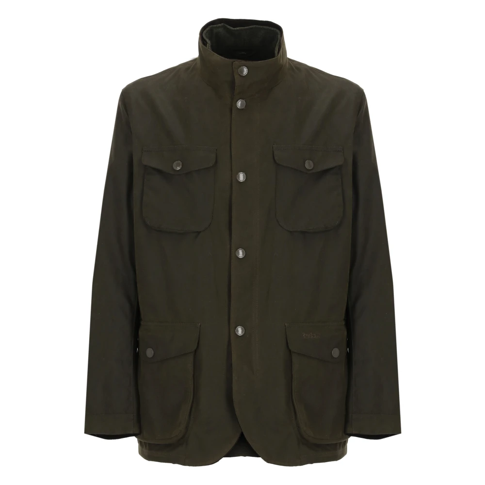 Barbour Groene Gewaxte Katoenen Jas met Hoge Kraag Green Heren