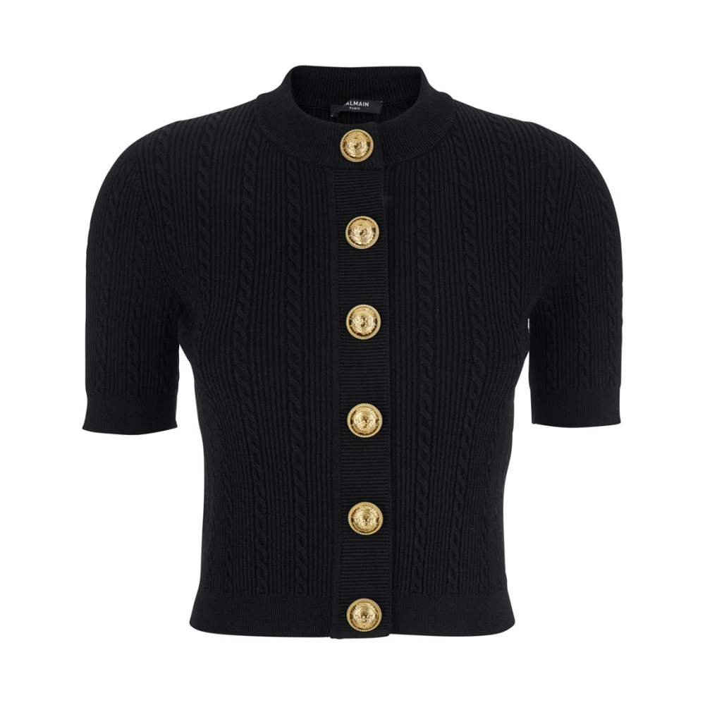 Balmain Donna Nero Cardigan Girocollo