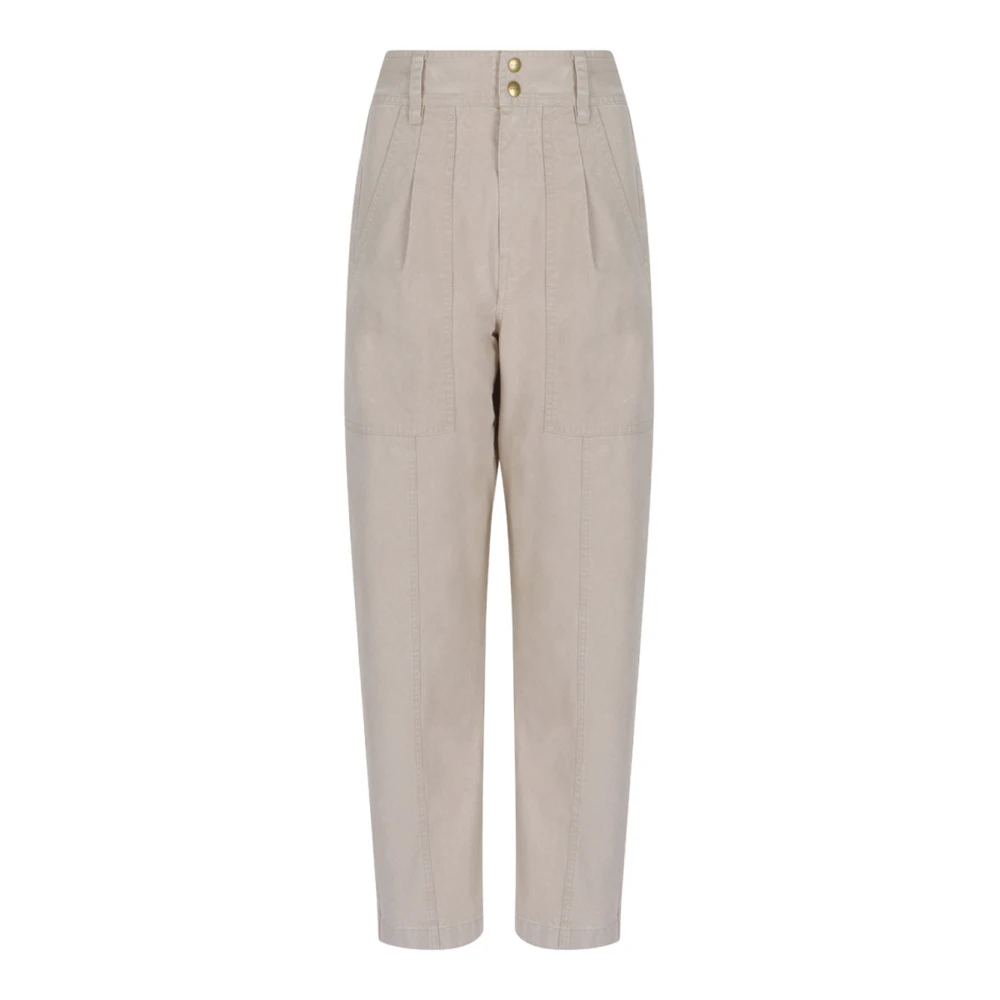 Isabel Marant Women's Beige Tapered Trousers, 2XS, Pleated Jeans