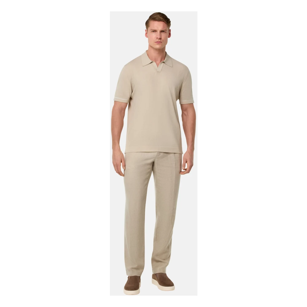 Boggi Milano City Linnen Broek Beige Heren