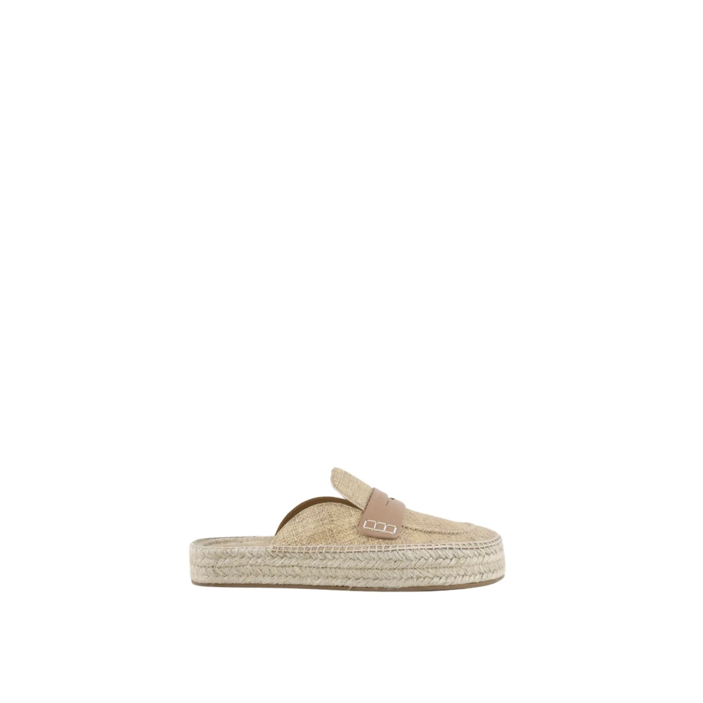 JW Anderson Läder Loafer Mules med Korkfotsängar Beige, Herr