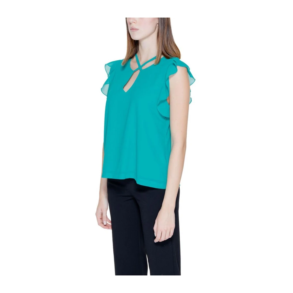 RINASCIMENTO Groene Blouse met Volant V-hals Green Dames