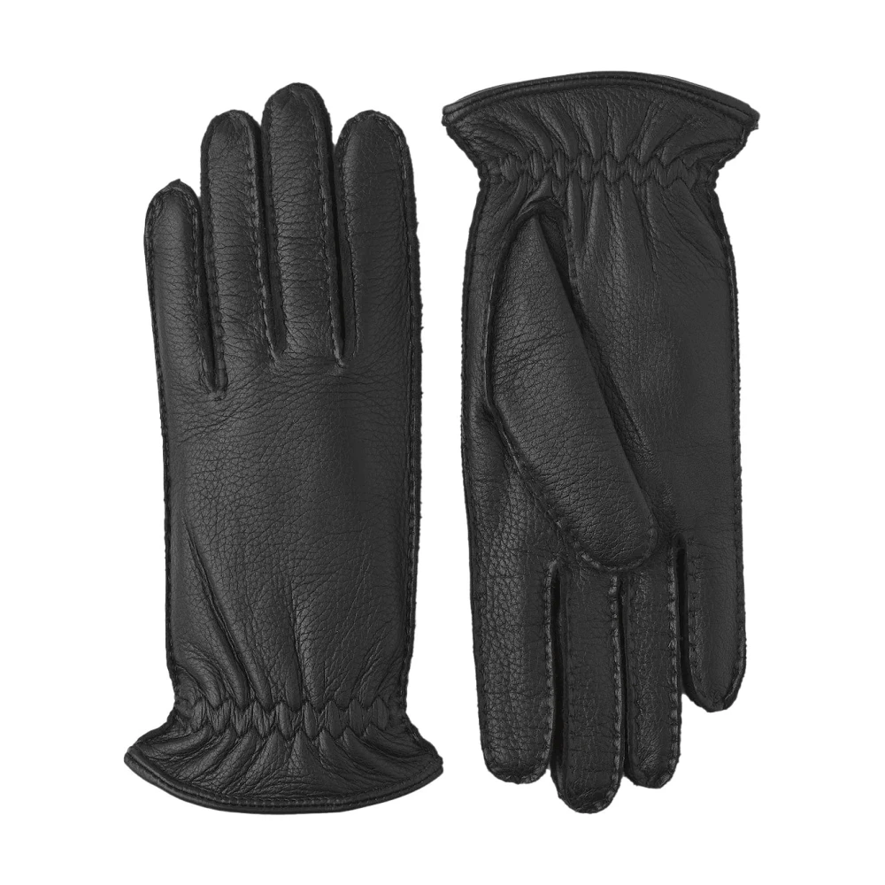 Hestra Handgemaakte Elandenleren Handschoenen met Kasjmier Voering Zwart Black Heren