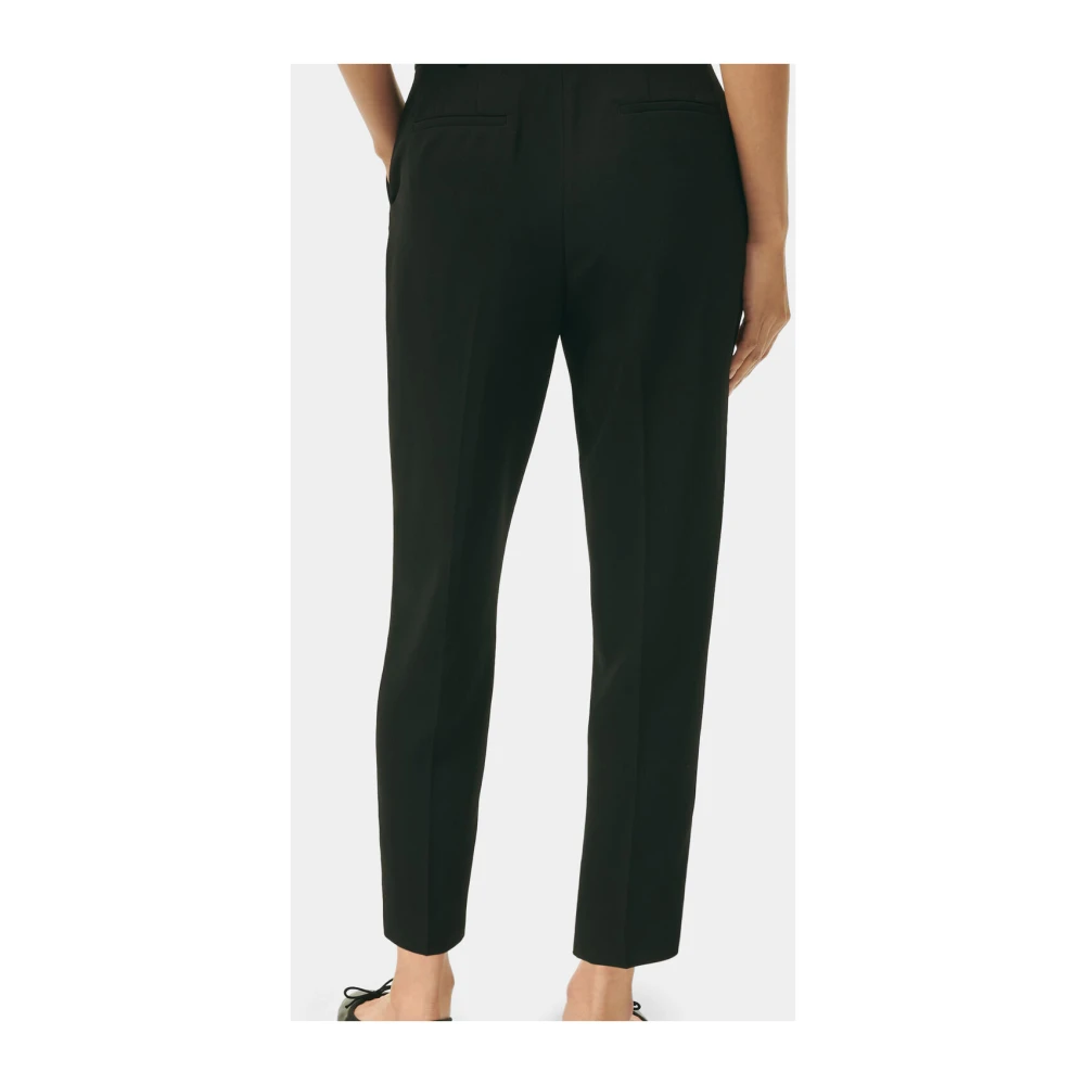 Brooks Brothers Gekropt Rechte Broek van Fijne Crepe Twill Black Dames