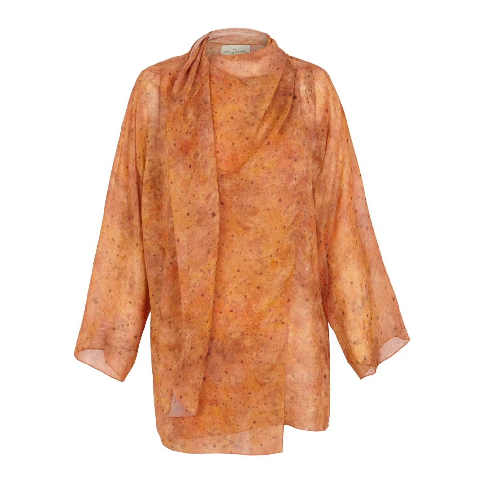 Cortana Lara zijden wikkelblouse sora print Orange Dames