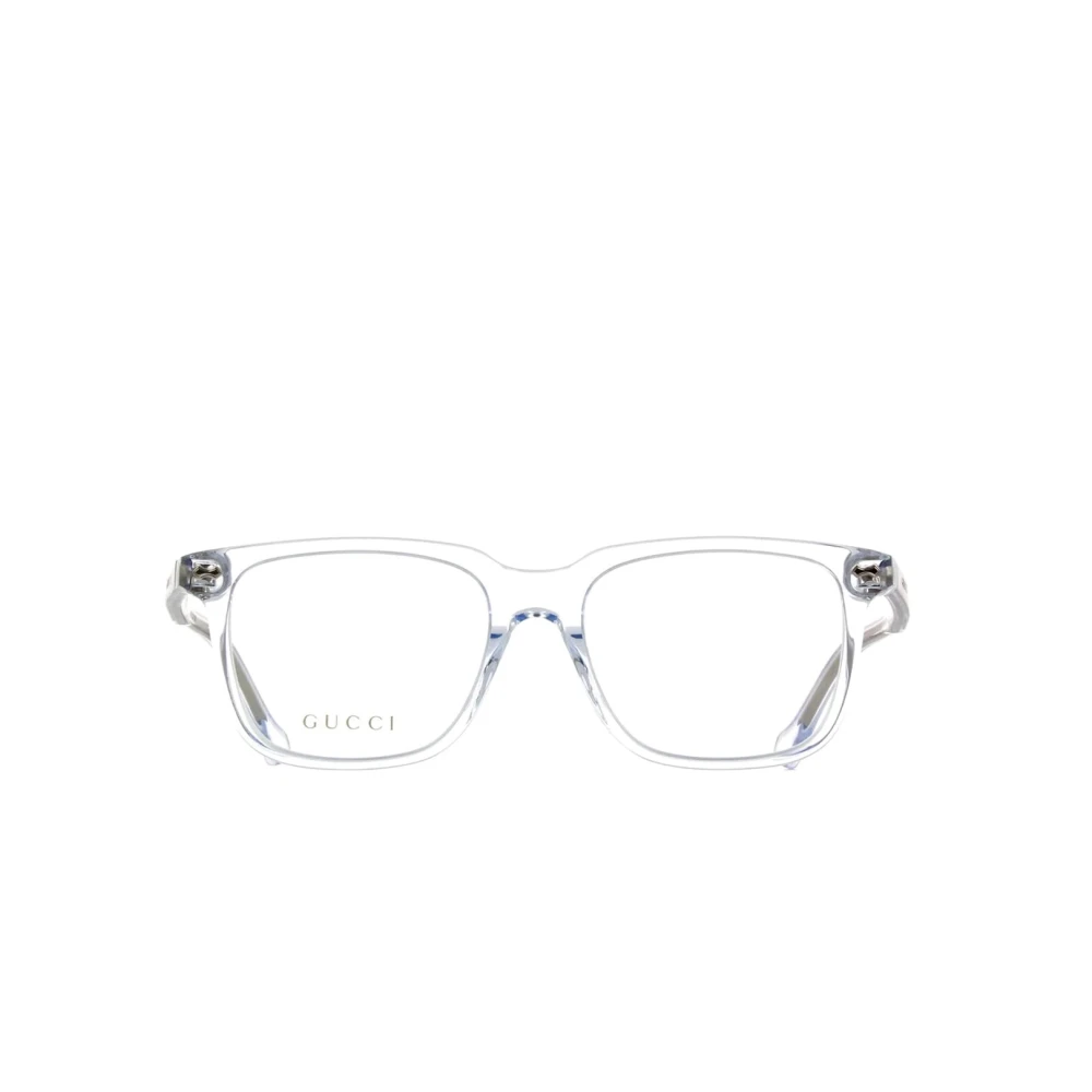Gucci Vierkante Acetaat Frame Bril met Metalen Details White Unisex