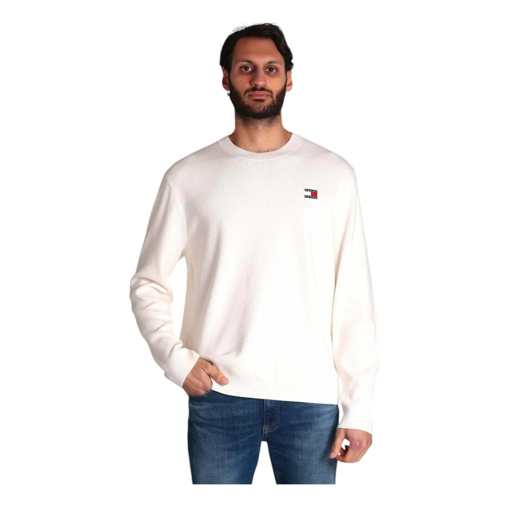 Tommy Jeans Witte Sweater Regular Badge White Heren