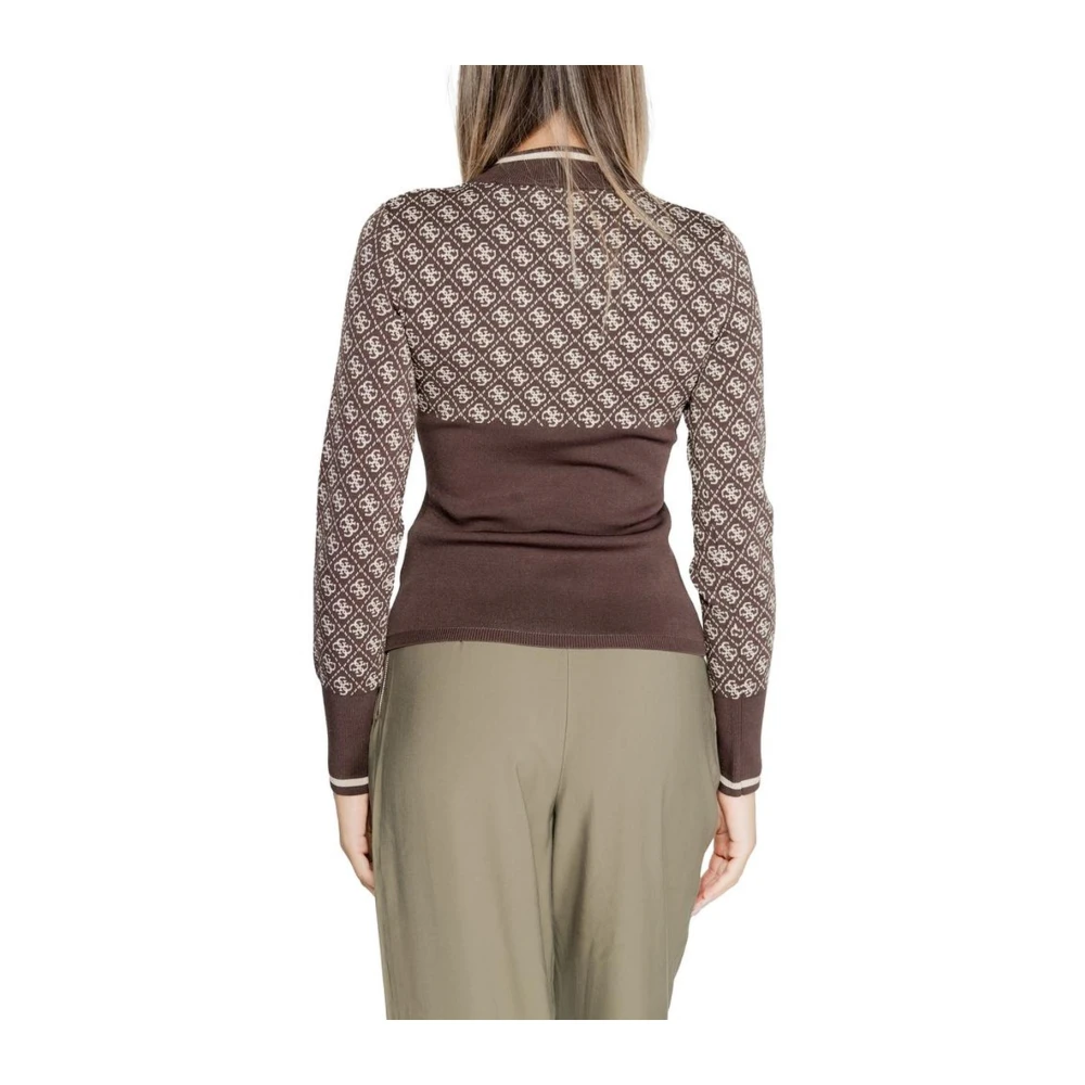 Guess Bruine Gebreide Trui Dames Herfst Winter Collectie Brown Dames