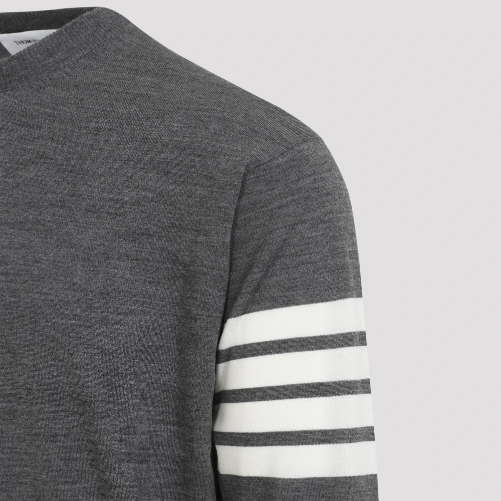 Thom Browne Grijze Sweater 4-Bar Pullover Gray Heren