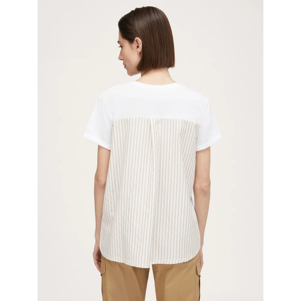 Motivi Gestreept T-shirt met Strass Zak White Dames