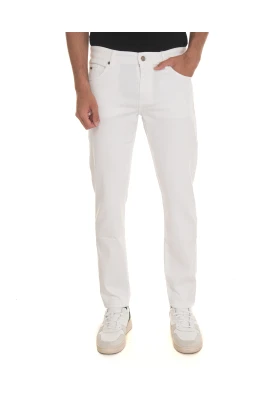 5-Ficka Denim Jeans med Läder Passante