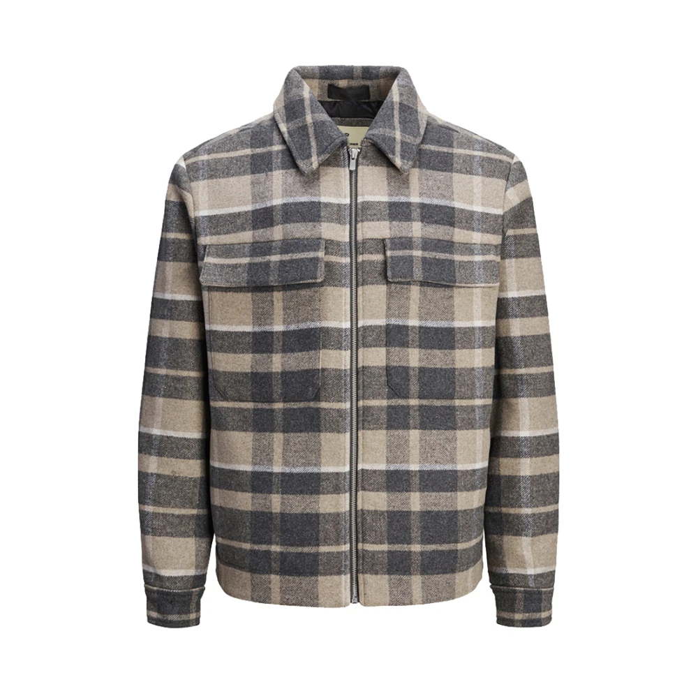 jack & jones Beige Rits Hoodie Jas Beige Heren