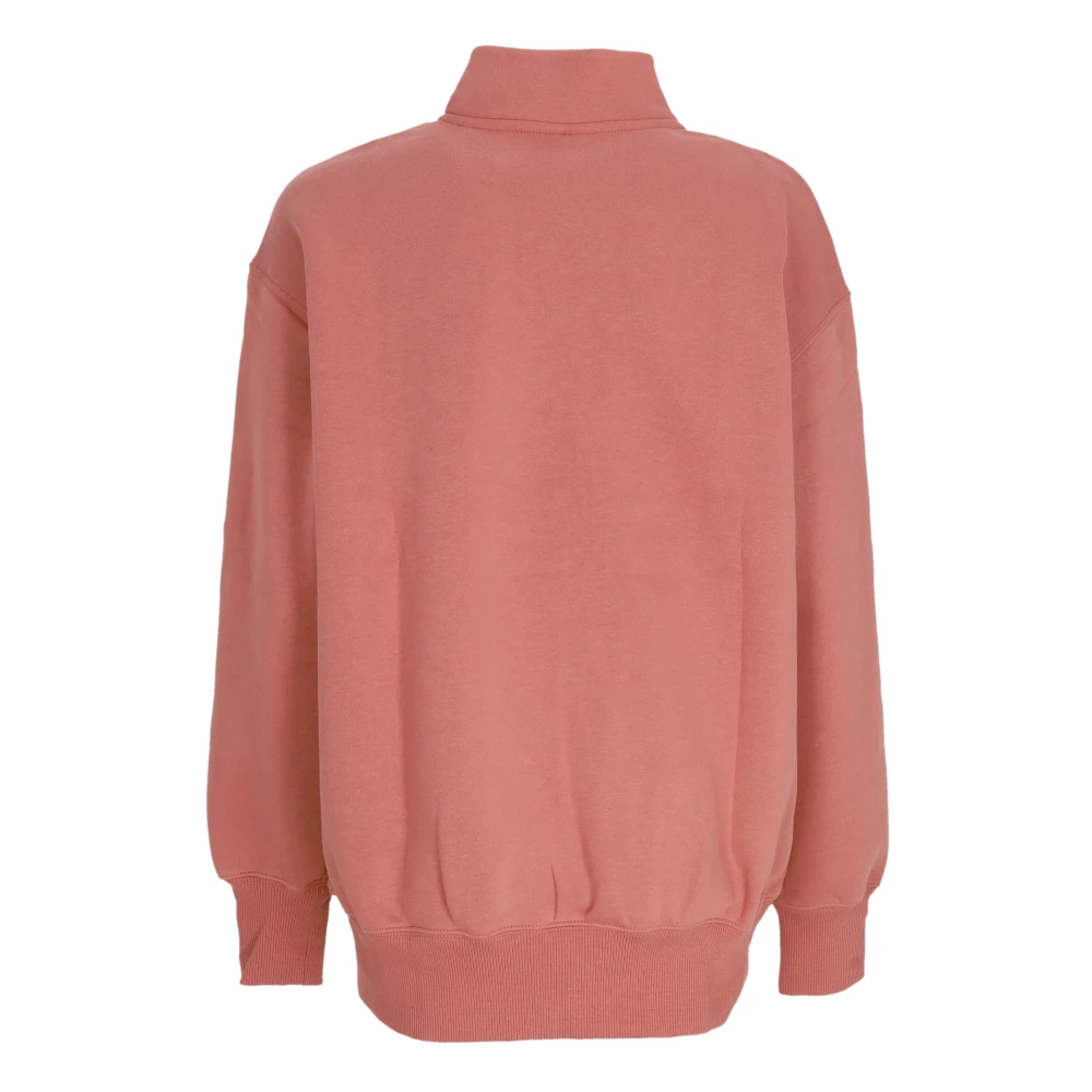 Nike Quarter Zip Fleece Sweatshirt Crewneck Pink Dames