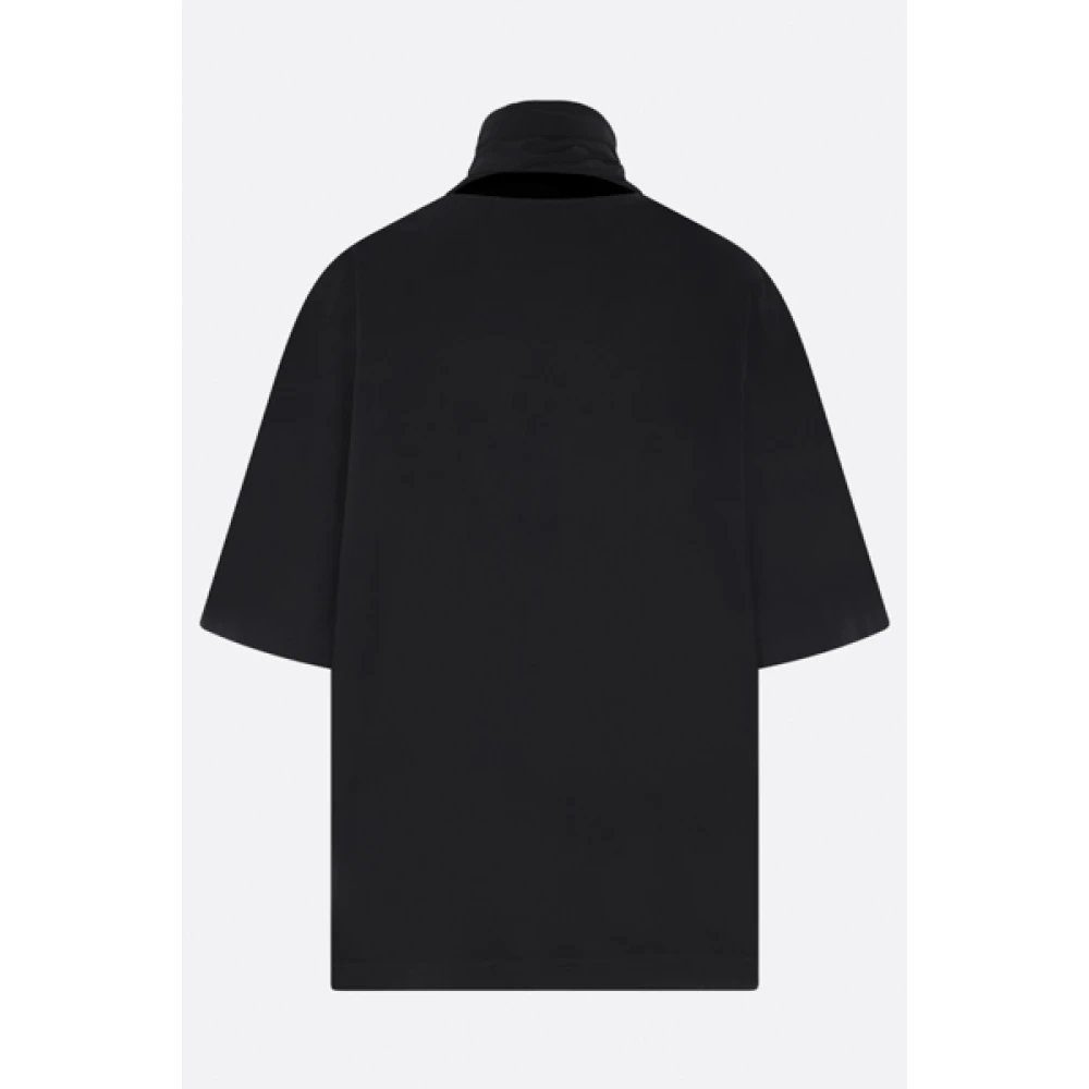 Lemaire Zwarte Katoenen Jersey T-shirt met Sjaal Black Dames