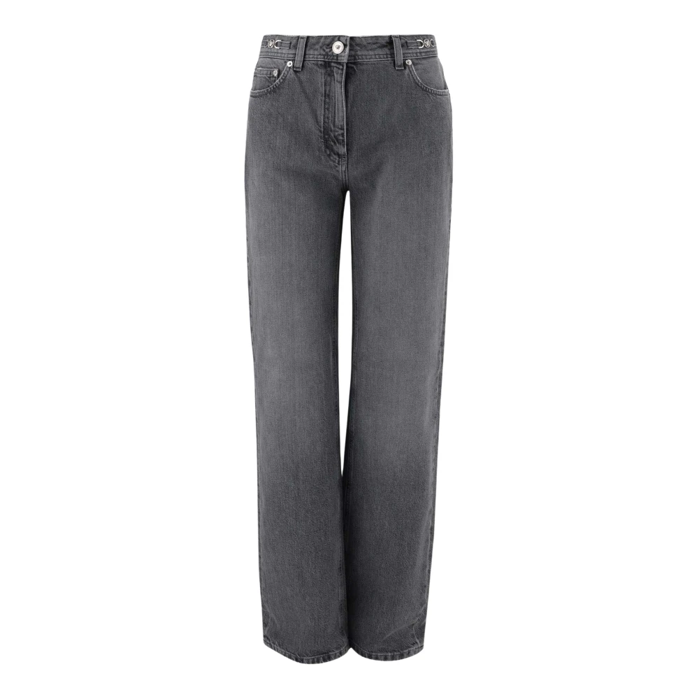 Versace Grijze Katoenen Denim Straight Leg Jeans Gray Dames