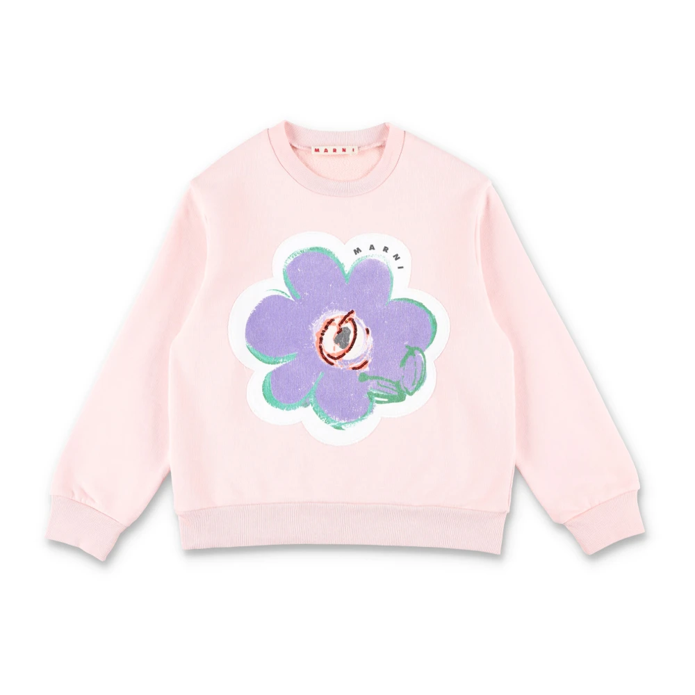 Marni Girls Pink Fleece Big Flower Sweatshirt - Kids Sweatshirts - 6 Y - Kids