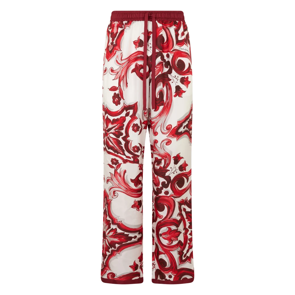 Dolce & Gabbana Wide Trousers, Male, M, Printed Silk Trousers Multicolor