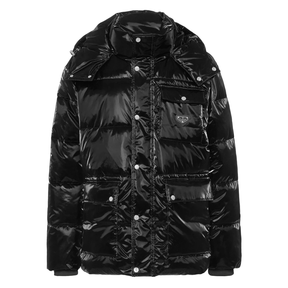 Philipp Plein Mannelijk Zwart Jassen Heren, L, Nylon, Gewatteerd Nylon Jack