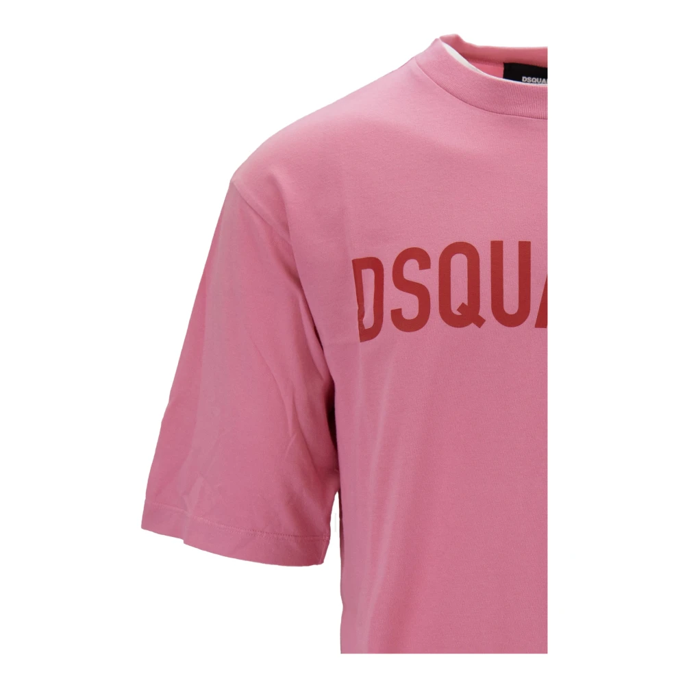 Dsquared2 Heren Ronde Hals Katoenen T-Shirt Pink Heren