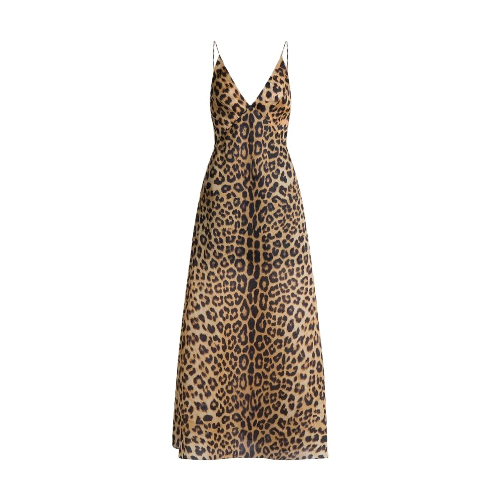 Alberta Ferretti Women's Brown Maxi Dresses, S, Long Organza Maxi Dress