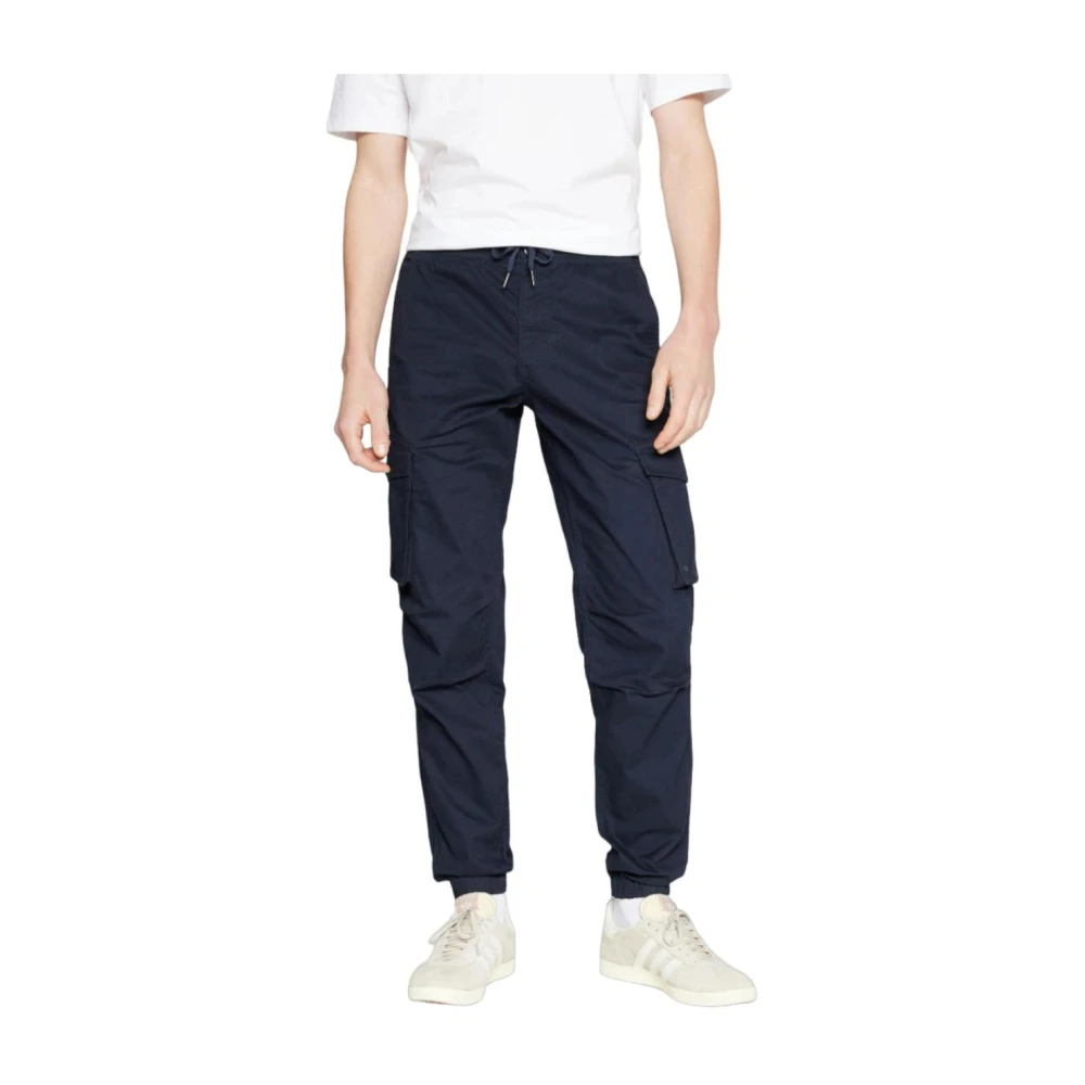 Jack & jones Navy Cargo Broek Met Manchetten Moderne Stijl Blue Heren