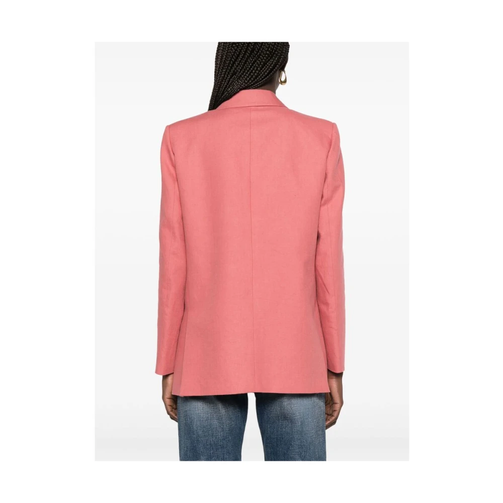 Blazé Milano Roze Double-Breasted Jas met Zakken Pink Dames