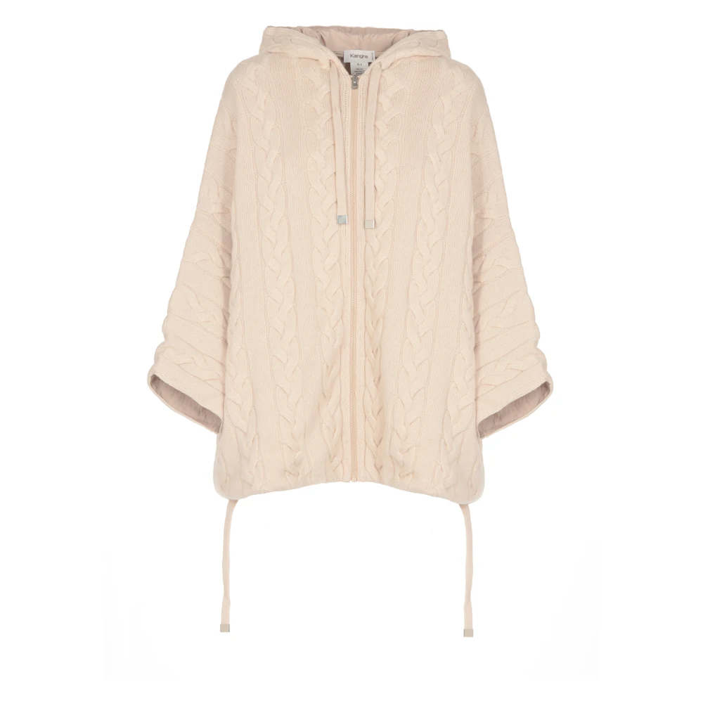 Kangra Kasjmierwollen Mantel met Vlechtpatroon Beige Dames