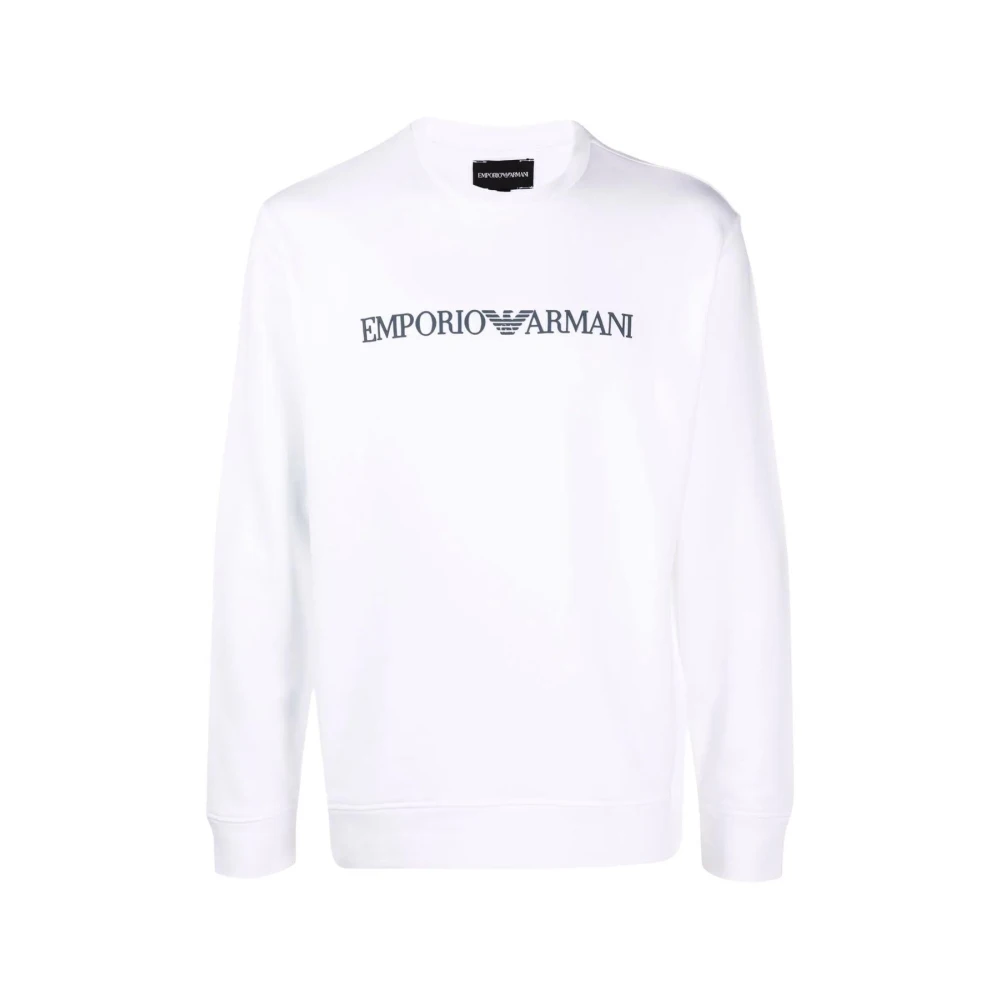 Emporio Armani Central Logo Sweatshirt White, Herr