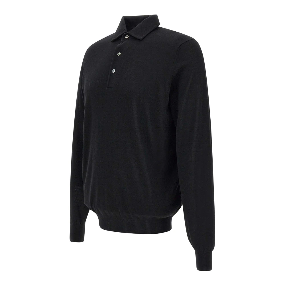 Filippo De Laurentiis Zwarte Merinowol Polo Shirt Black Heren