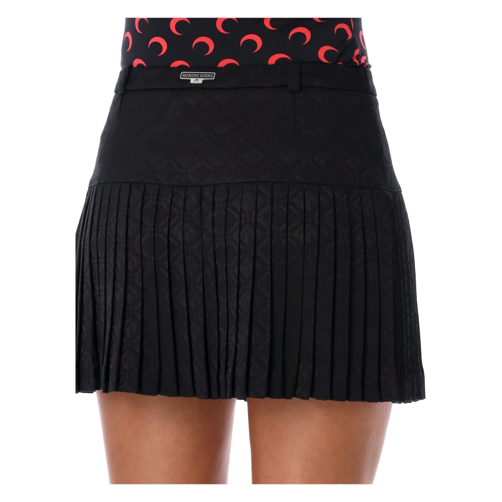 Marine Serre Zwarte Diamant Mini Rok Aw24 Black Dames