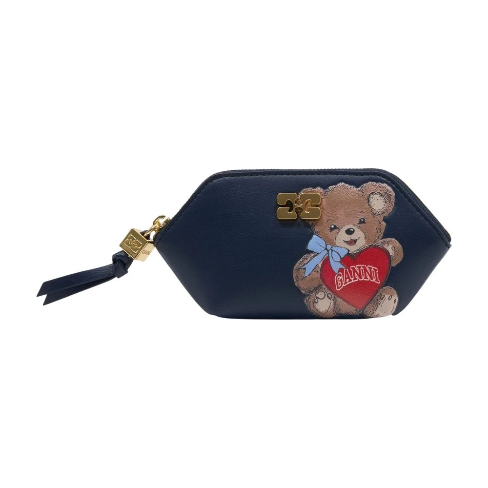 Ganni Women's Black Wallets & Cardholders, One Size, Bou Coin Purse Bear Wallet
